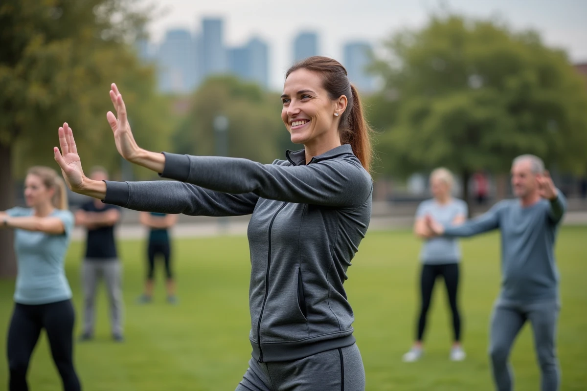 Femme souriante en extérieur lors d